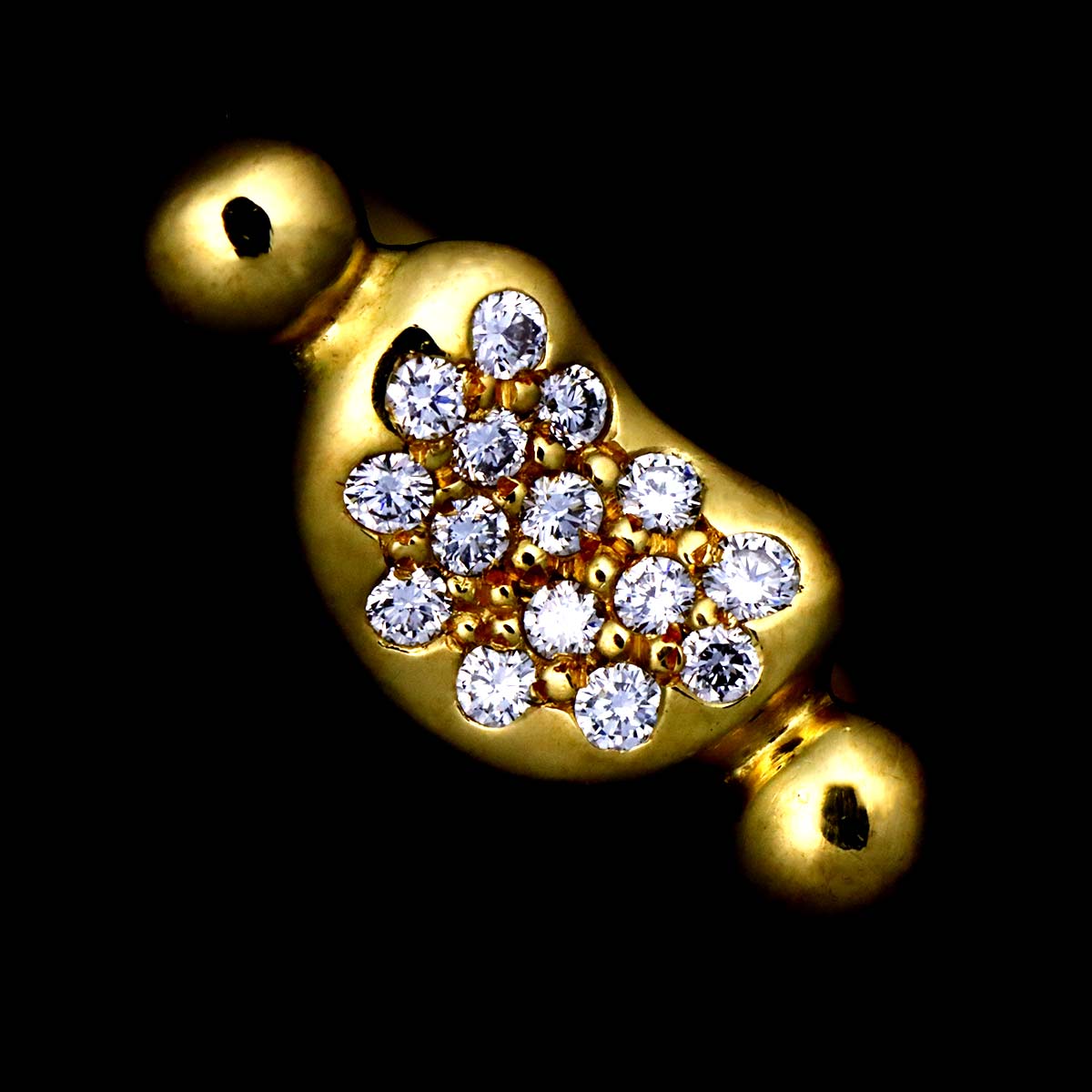 Bean Diamond Ring 18K YG 750 Size4.75-5(US)