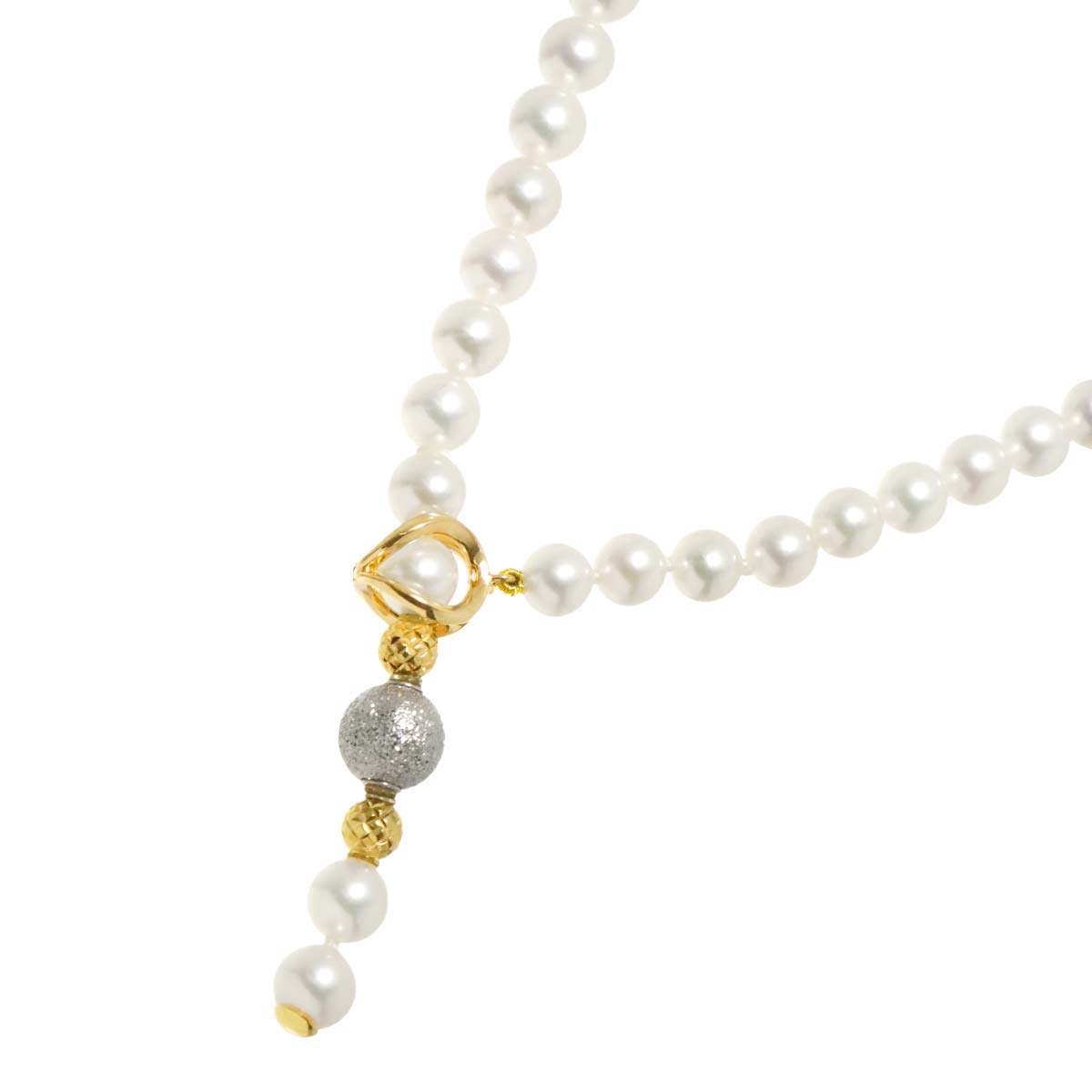 Akoya Pearl 5.4-5.0mm Necklace 18K YG WG 750