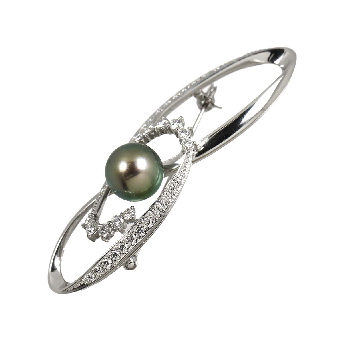 South Sea pearl 10.6mm Diamond 1.27ct Brooch 18K WG 750