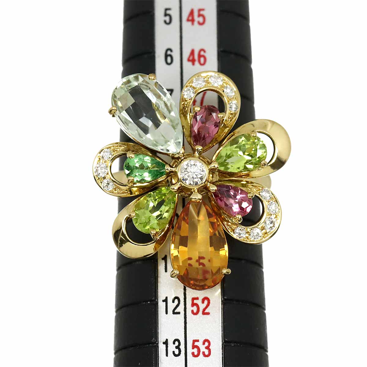 Citrine Diamond 0.20ct Multi Stone Ring 18K YG Size4.75-5(US)