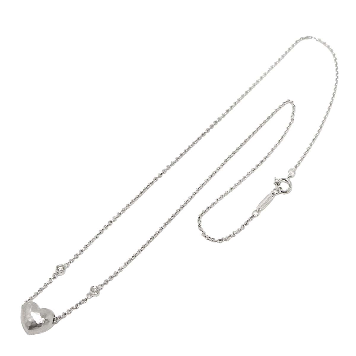 Heart Diamond Necklace 18K WG White Gold 750