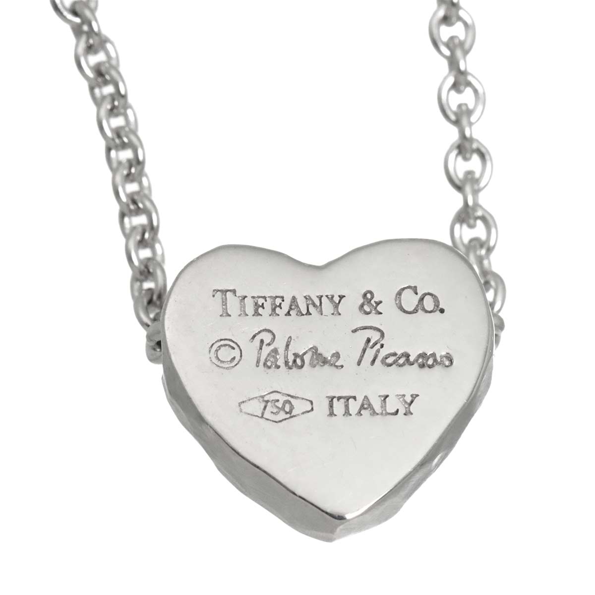 Heart Diamond Necklace 18K WG White Gold 750