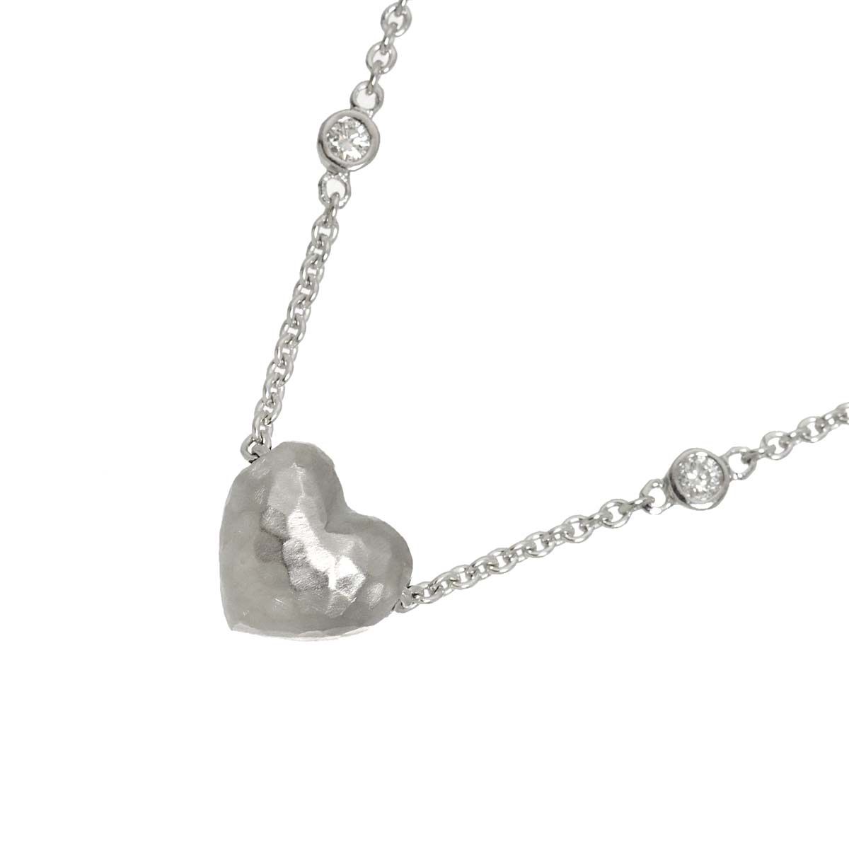 Heart Diamond Necklace 18K WG White Gold 750