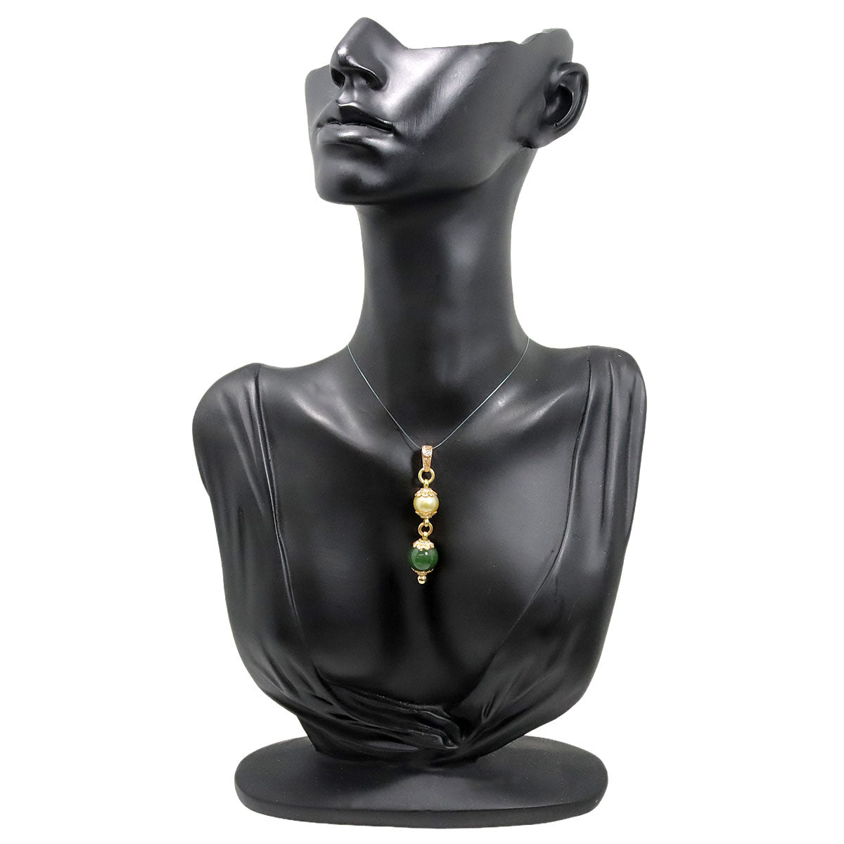 Nephrite Pearl Diamond Pendant Top 18K YG PG 750