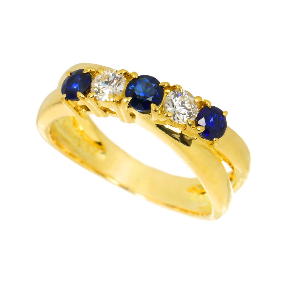 Sapphire 0.47ct Diamond 0.24ct Ring 18K YG 750 size5.25(US)