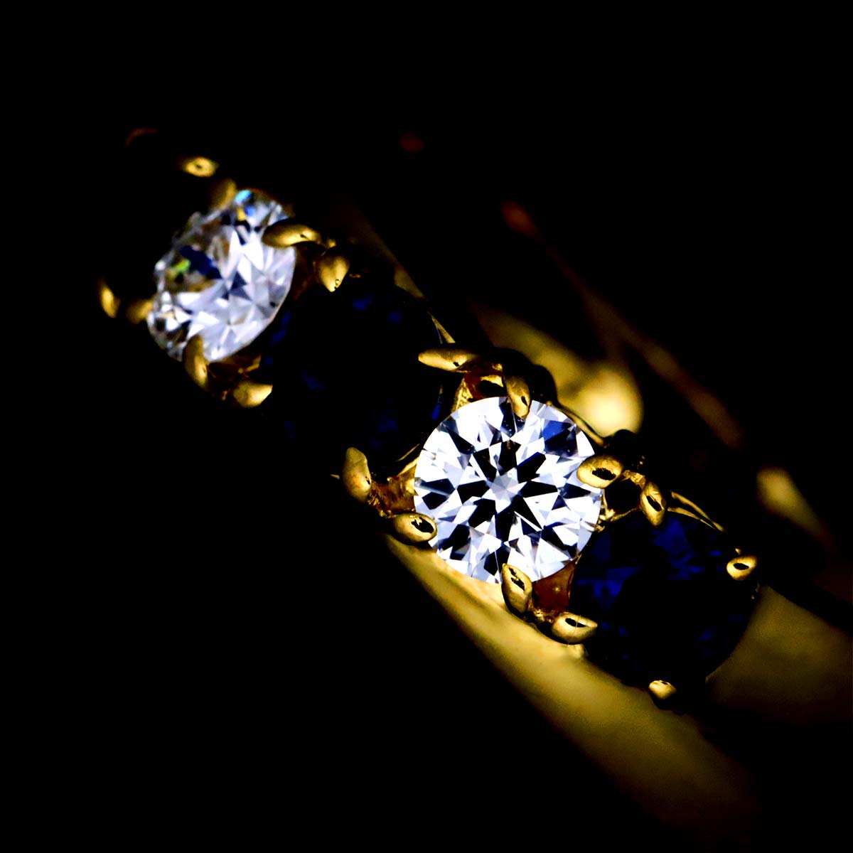 Sapphire 0.47ct Diamond 0.24ct Ring 18K YG 750 size5.25(US)