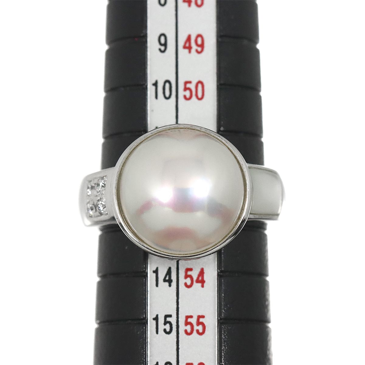 Mabe Pearl Diamond 0.05ct MOP Ring 18K WG 750 6-6.25(US)