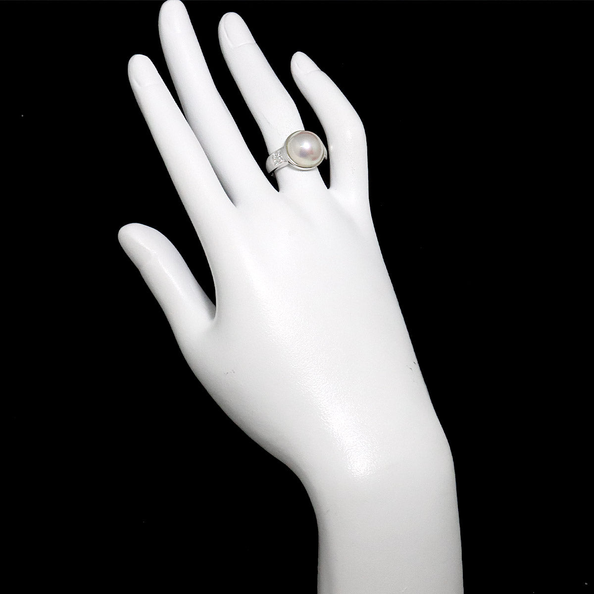 Mabe Pearl Diamond 0.05ct MOP Ring 18K WG 750 6-6.25(US)