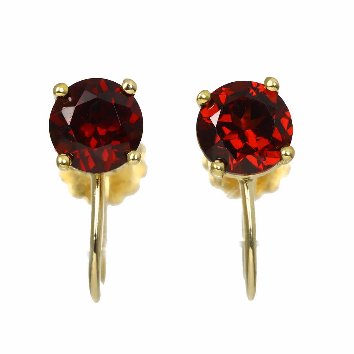 Garnet Earrings 18K 14K Yellow Gold 750 585