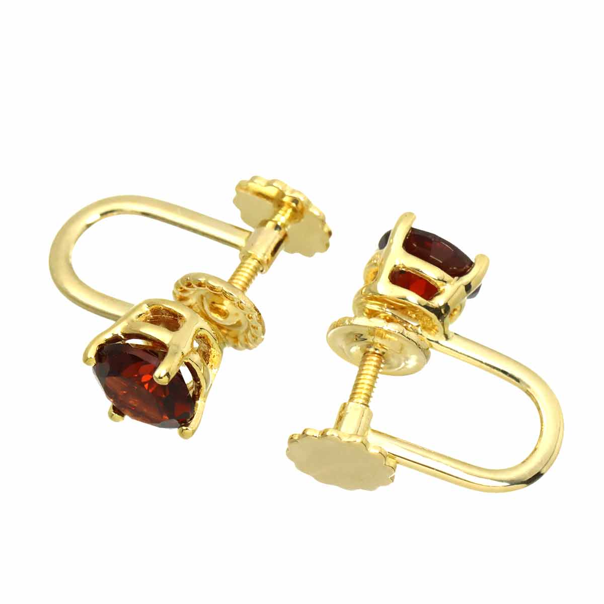 Garnet Earrings 18K 14K Yellow Gold 750 585