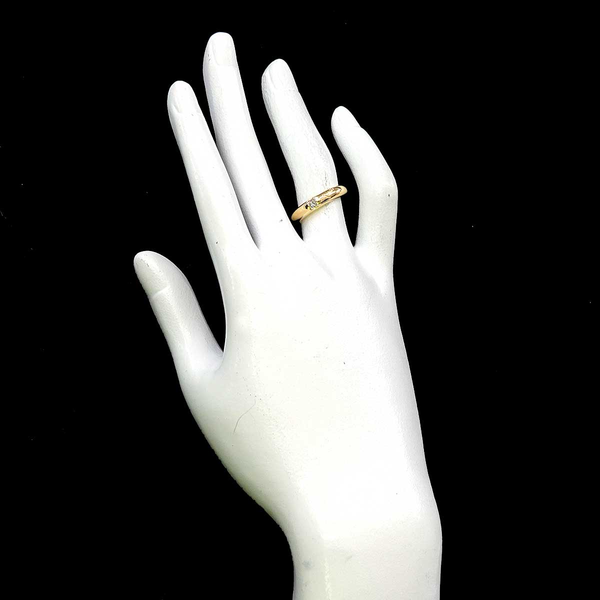 Diamond 0.18ct Ring 18K Yellow Gold 750 Size5.5-5.75(US)