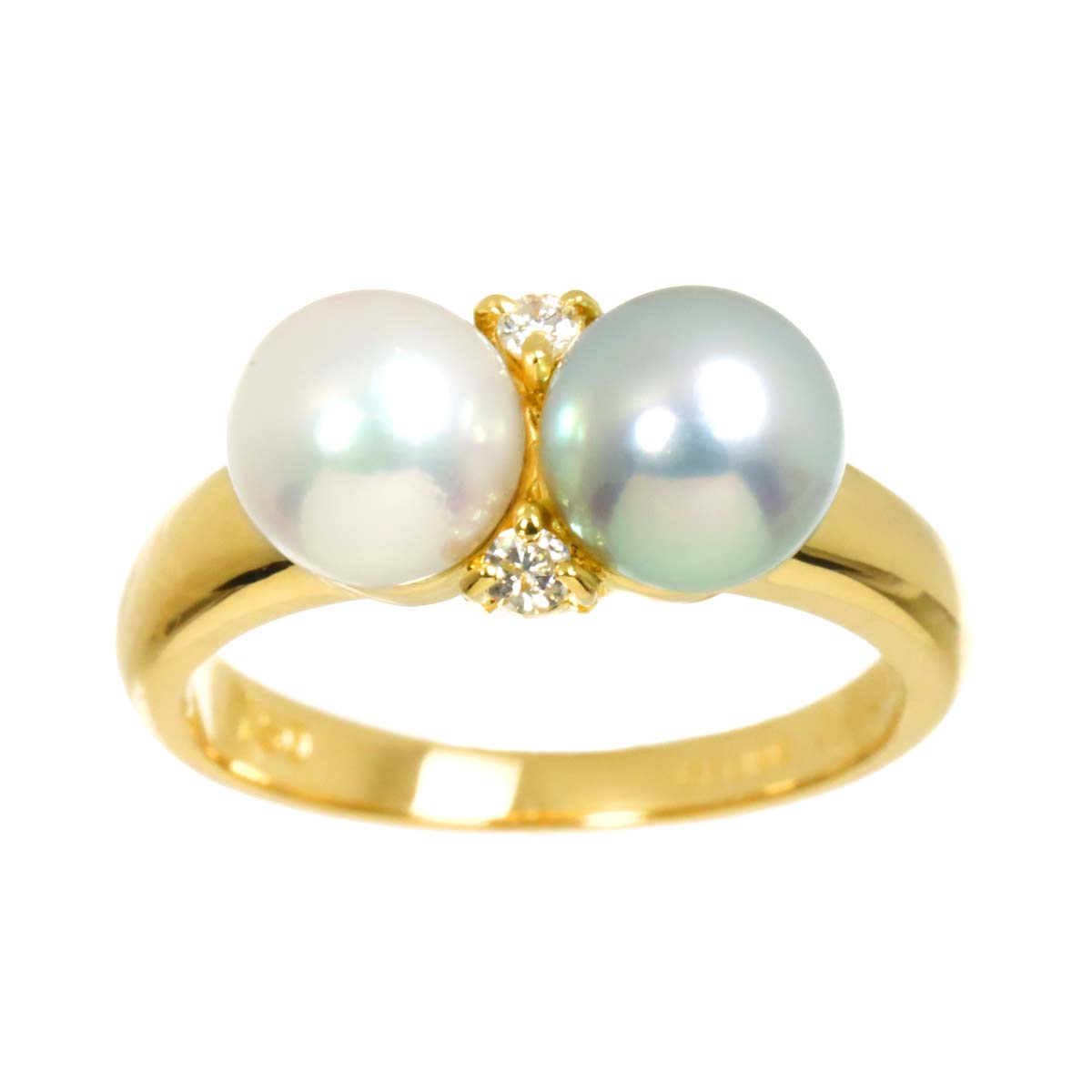 Akoya Pearl 6.0mm Diamond 0.04ct Ring 18K YG 750 size4(US)