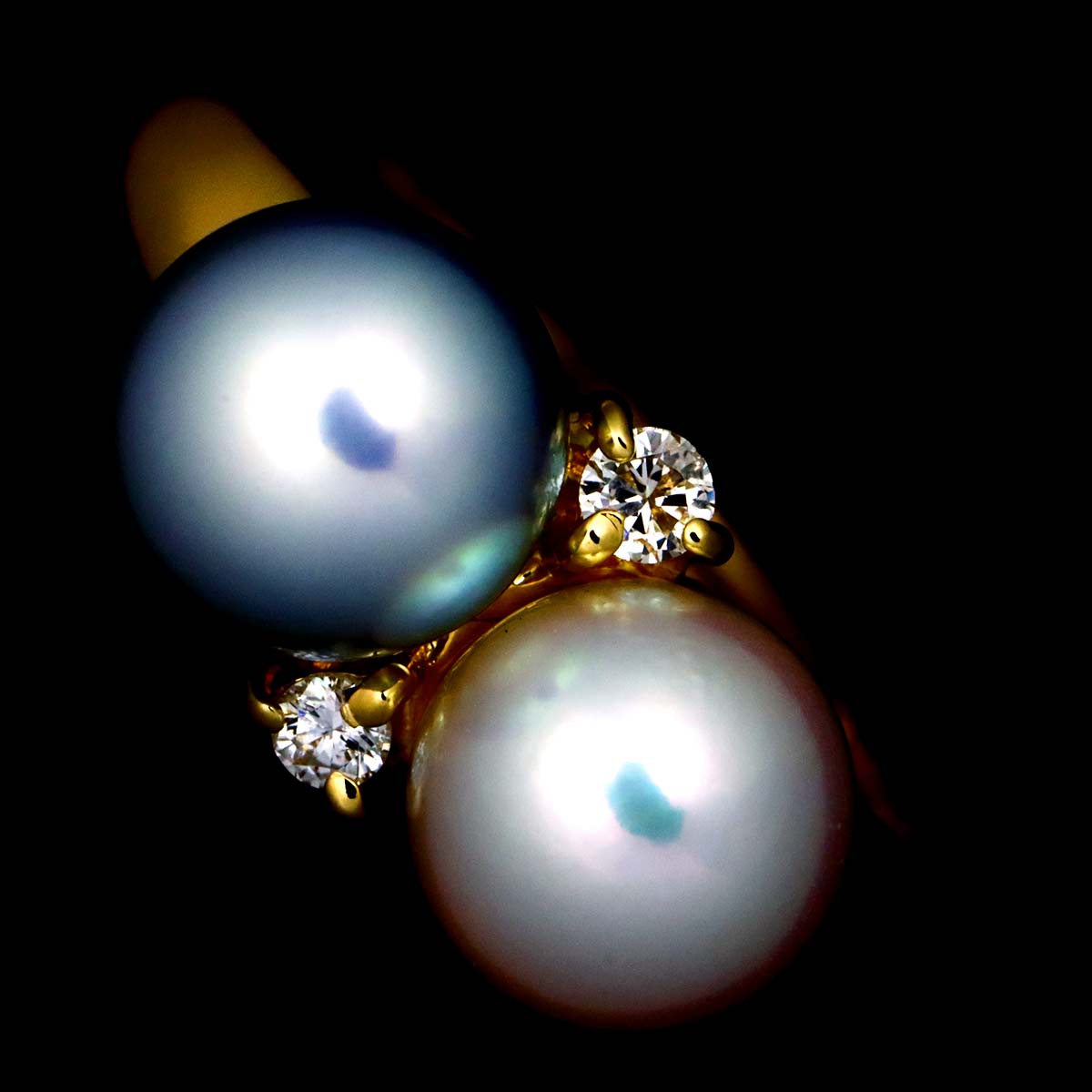 Akoya Pearl 6.0mm Diamond 0.04ct Ring 18K YG 750 size4(US)