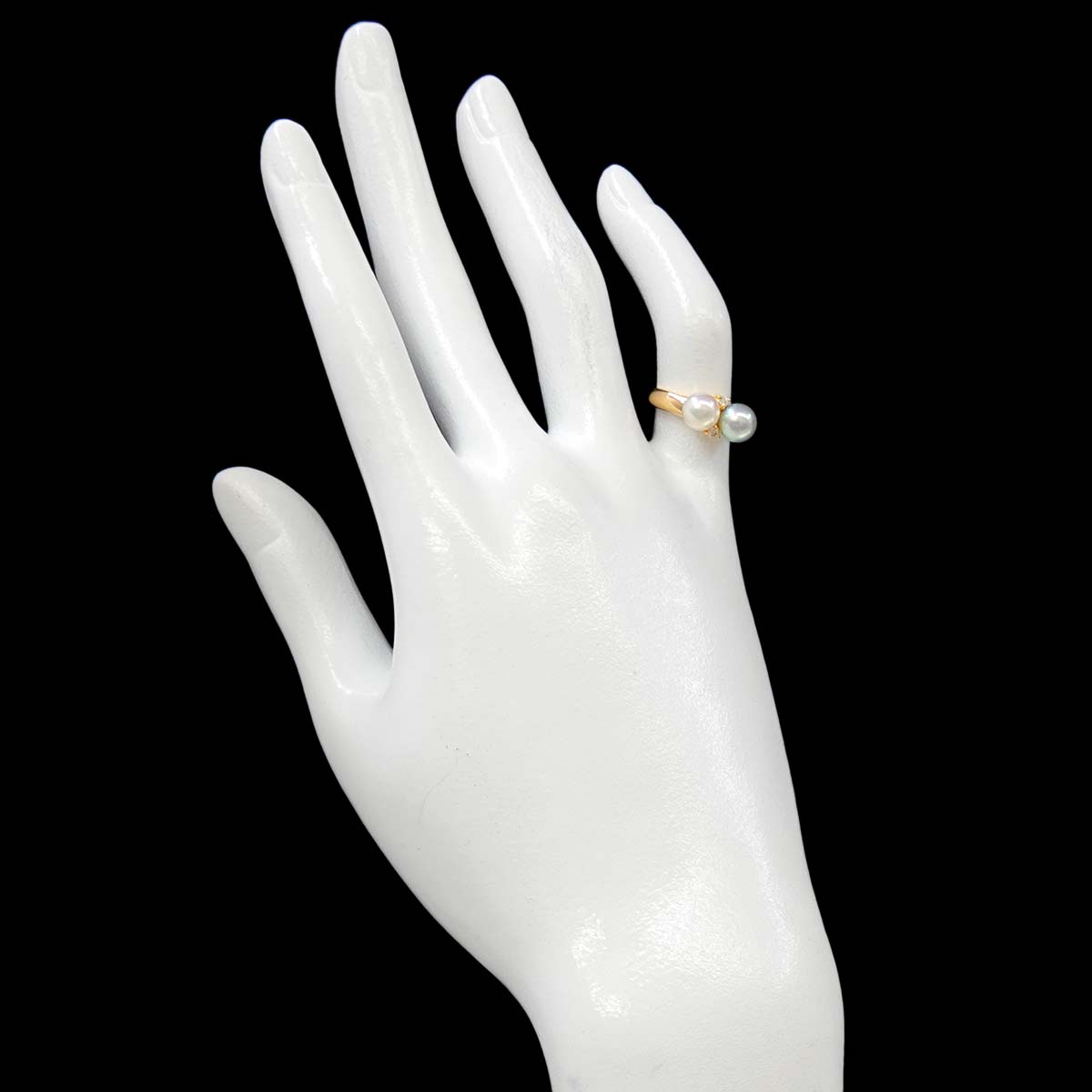 Akoya Pearl 6.0mm Diamond 0.04ct Ring 18K YG 750 size4(US)