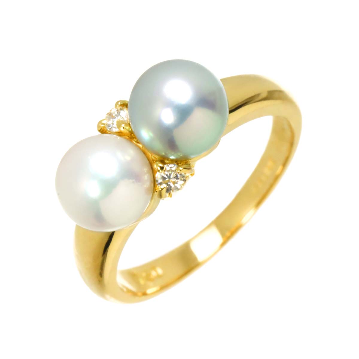 Akoya Pearl 6.0mm Diamond 0.04ct Ring 18K YG 750 size4(US)