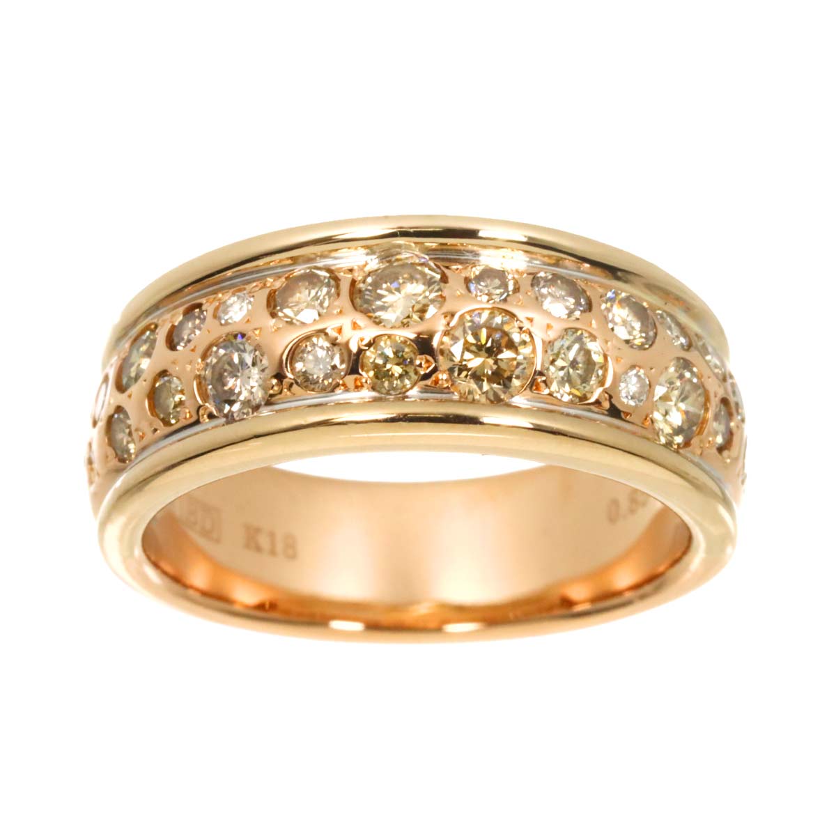 Diamond 0.85ct Ring 18K Pink Gold 750 size6(US)