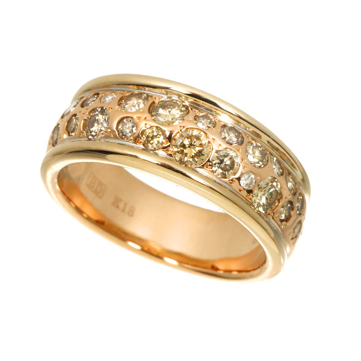 Diamond 0.85ct Ring 18K Pink Gold 750 size6(US)