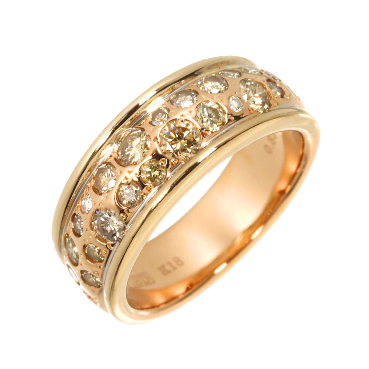 Diamond 0.85ct Ring 18K Pink Gold 750 size6(US)