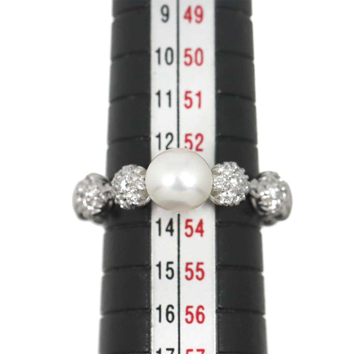 Akoya Pearl Diamond Ring 18K WG size6-6.25(US)