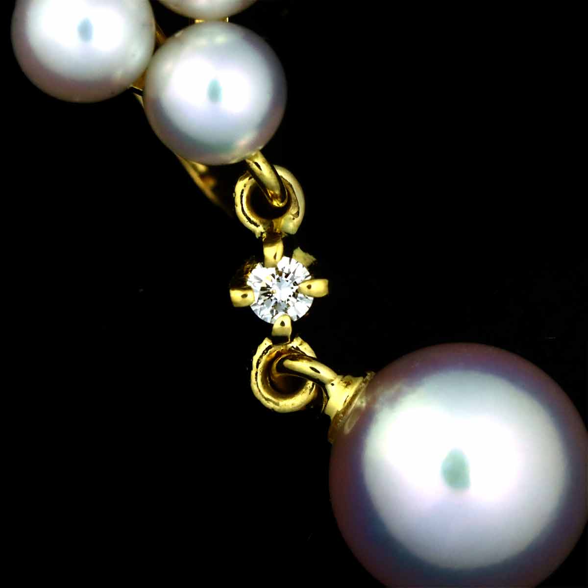 Akoya Pearl 6.5-3.5mm Diamond Earrings 18K Yellow Gold 750