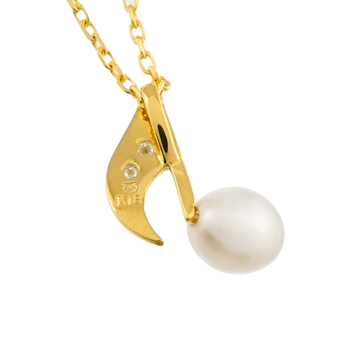 Freshwater cultured pearl Diamond Necklace 18K YG 750