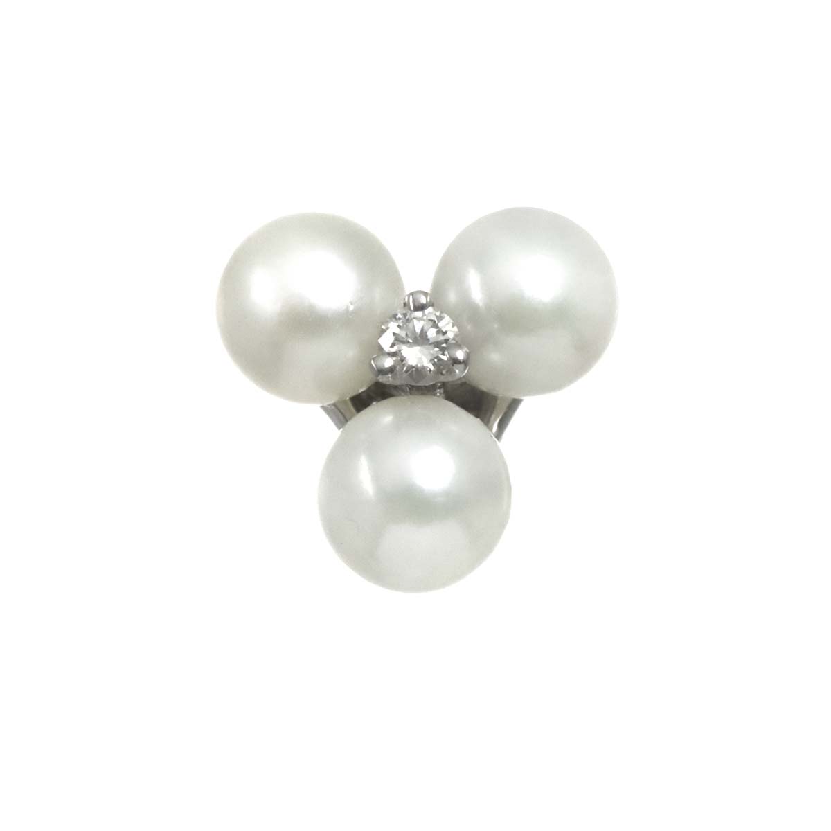 Akoya Pearl Diamond Earring Pierced 18K WG One piece only