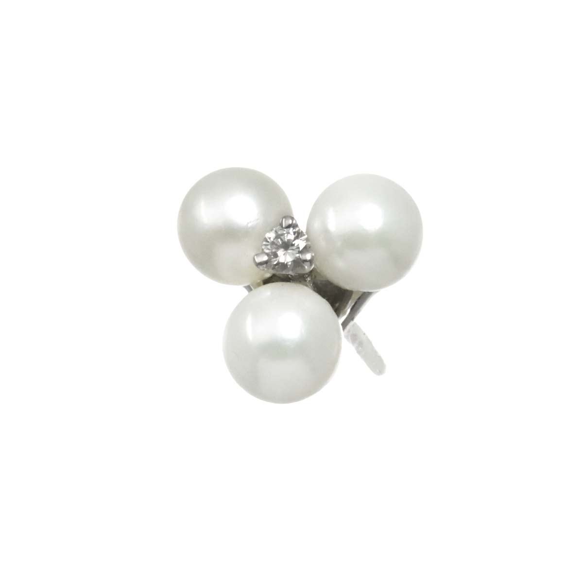 Akoya Pearl Diamond Earring Pierced 18K WG One piece only