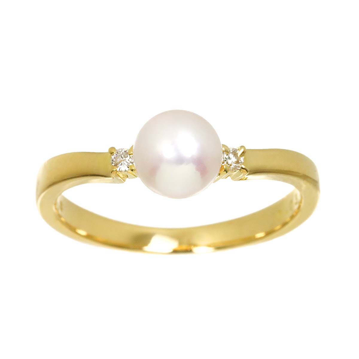 Akoya pearl 5.6mm Diamond 0.03ct Ring 18K YG 750 5.25(US)