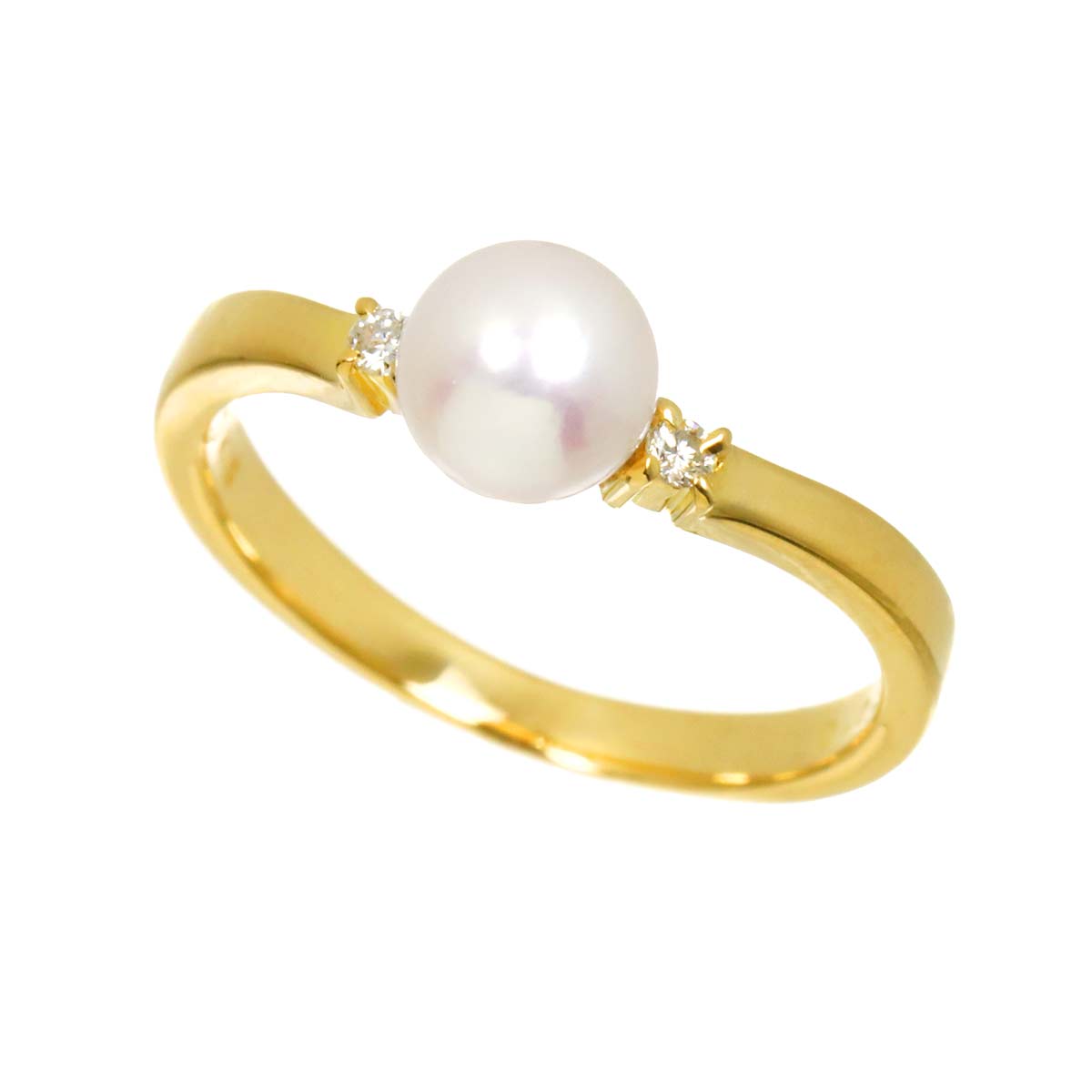 Akoya pearl 5.6mm Diamond 0.03ct Ring 18K YG 750 5.25(US)