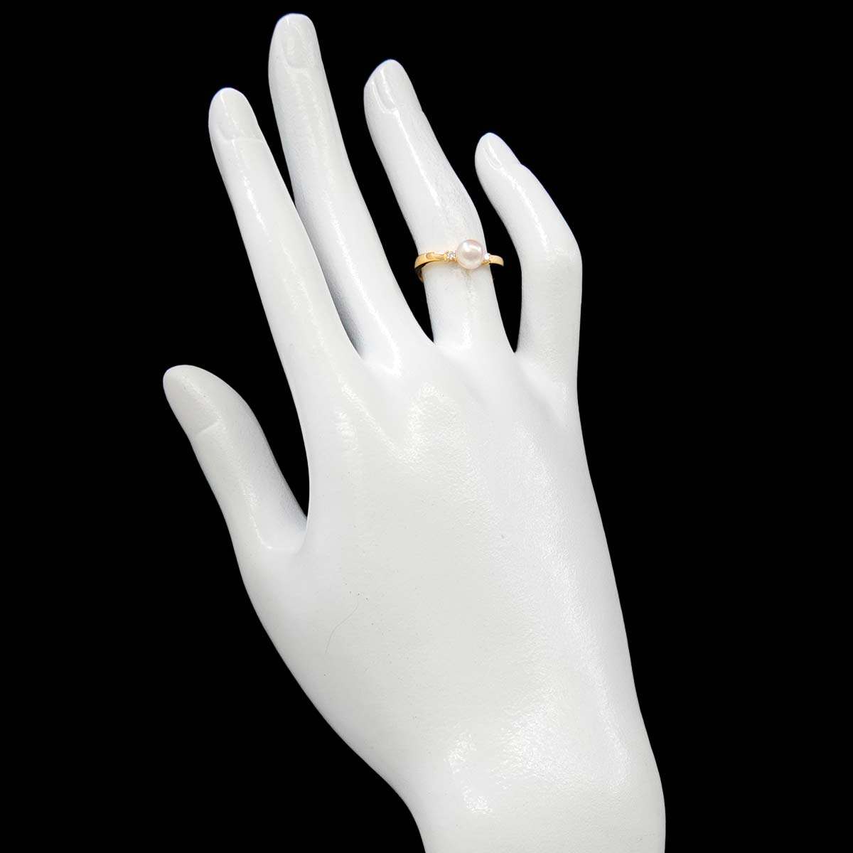 Akoya pearl 5.6mm Diamond 0.03ct Ring 18K YG 750 5.25(US)