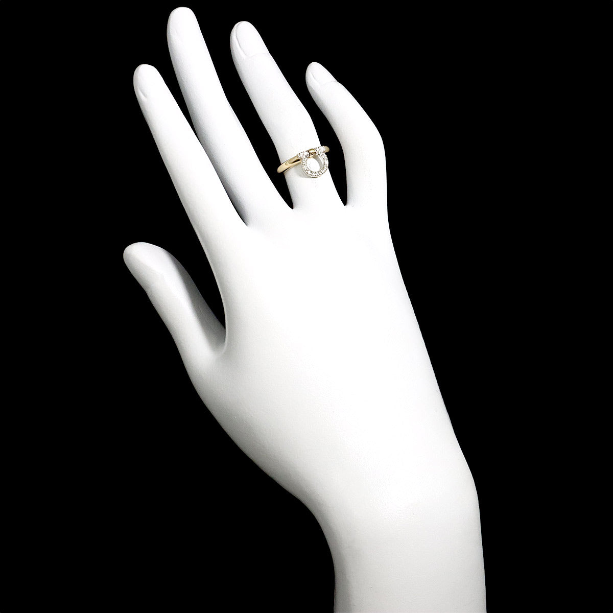 Gancini Diamond Ring 18K YG WG 750 Size4.5(US)
