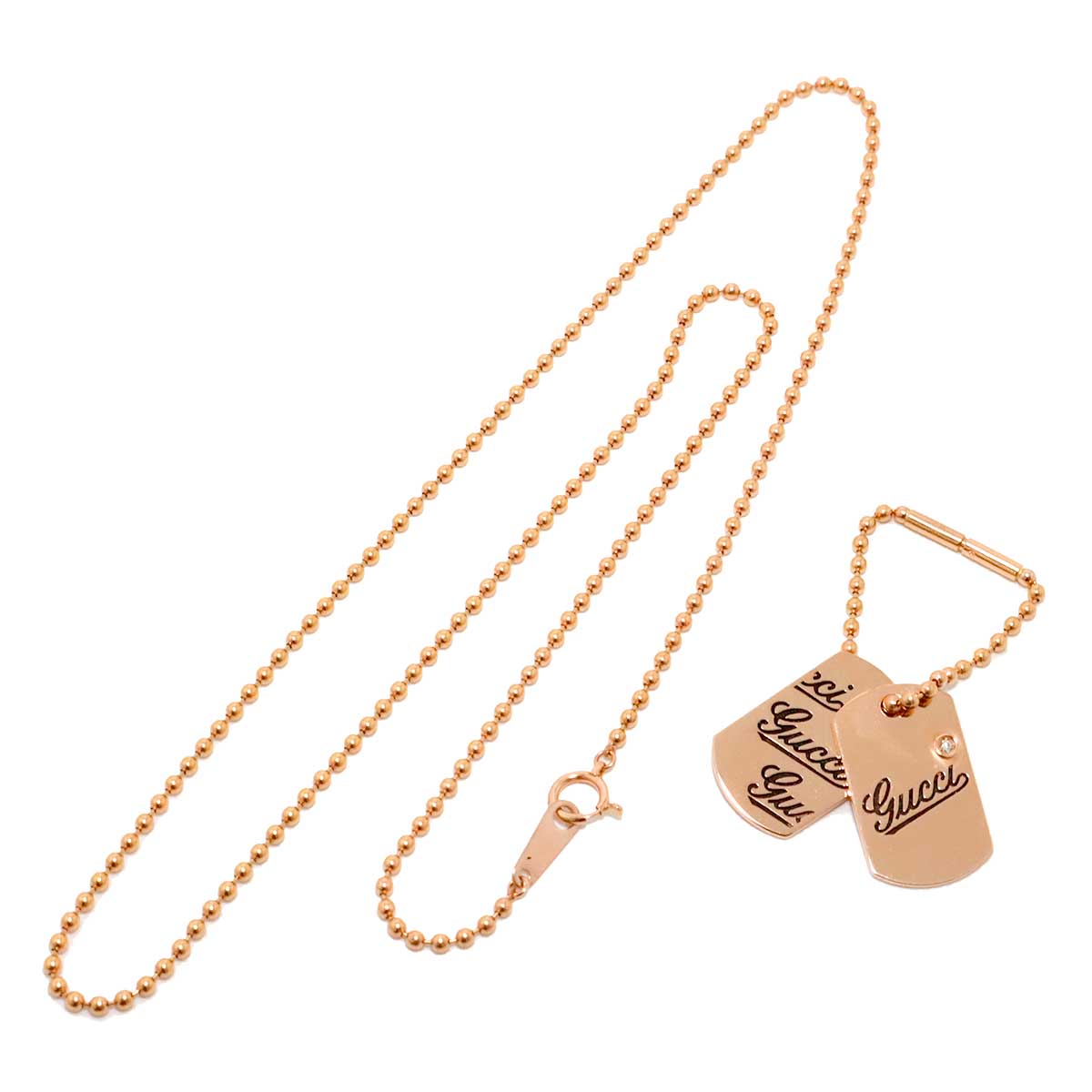 Dog tags Diamond Necklace 18K Pink Gold 750