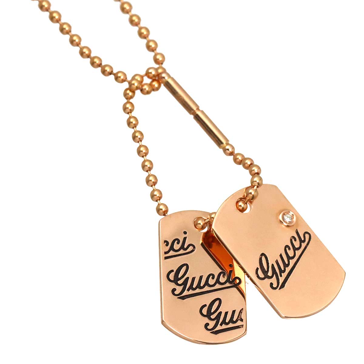 Dog tags Diamond Necklace 18K Pink Gold 750