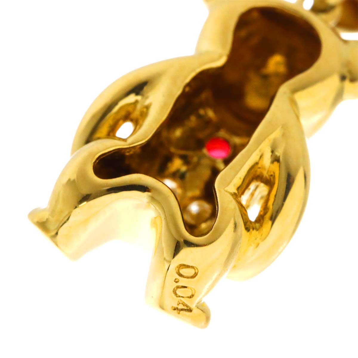 Diamond 0.04ct Ruby Brooch 18K Yellow Gold 750