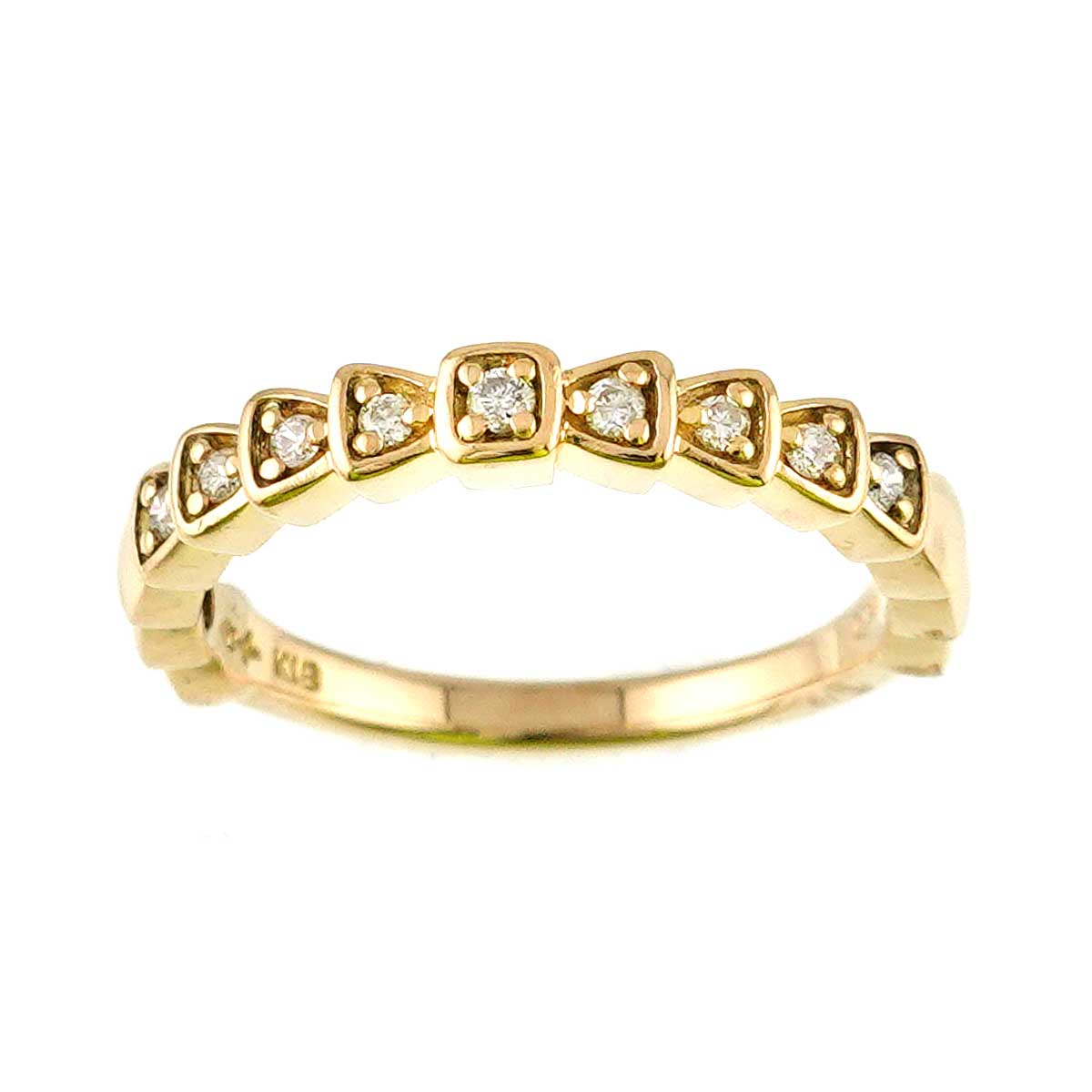 Diamond Ring 18K Yellow Gold 750 Size4.5(US)