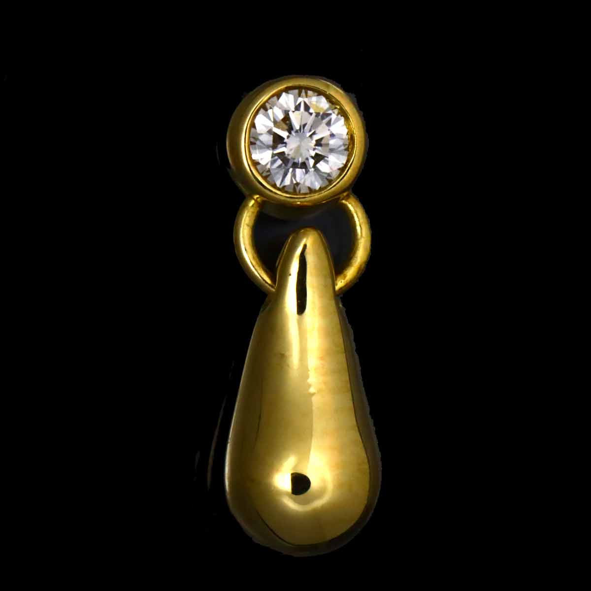 Teardrop Diamond Earrings Pierced 18K Yellow Gold 750
