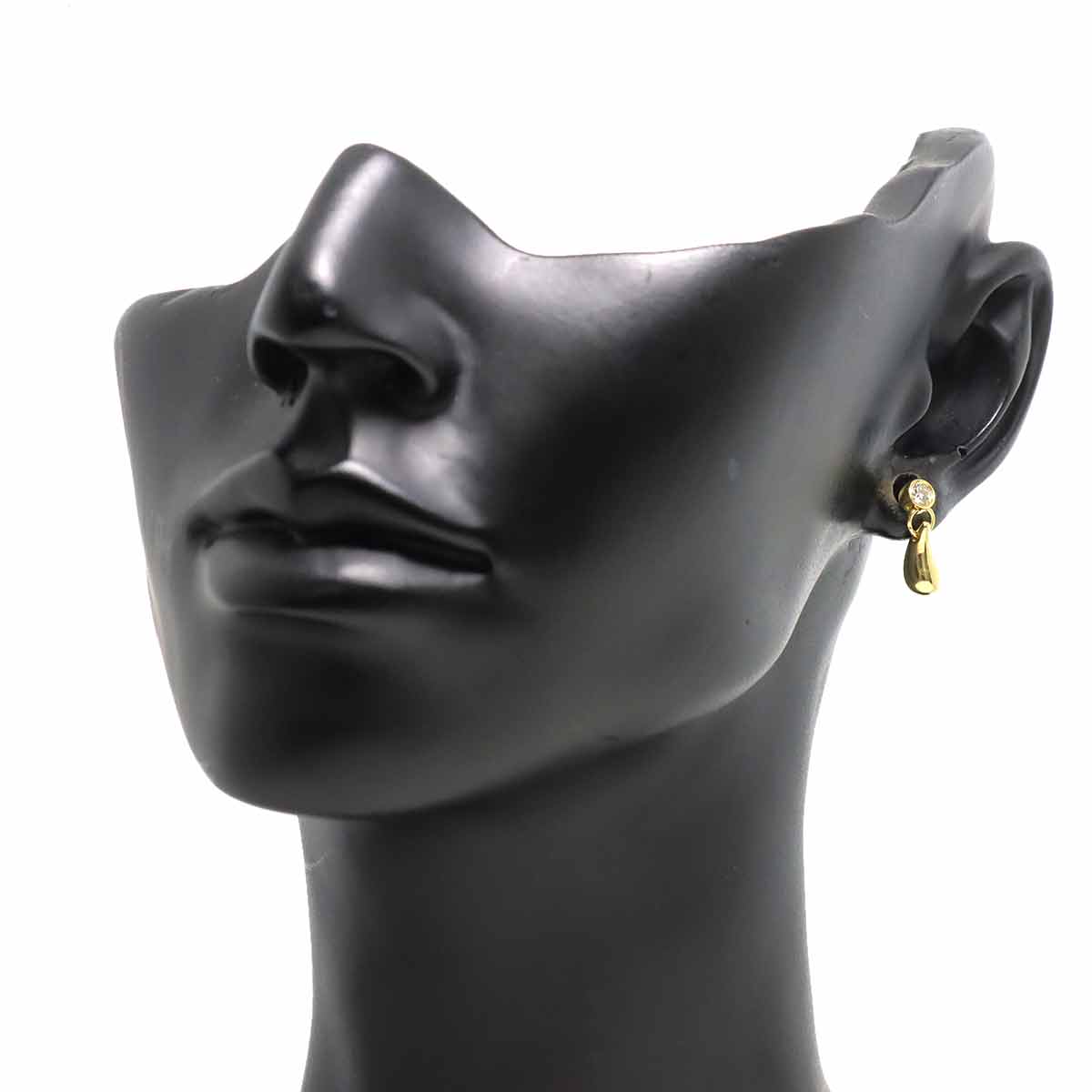 Teardrop Diamond Earrings Pierced 18K Yellow Gold 750