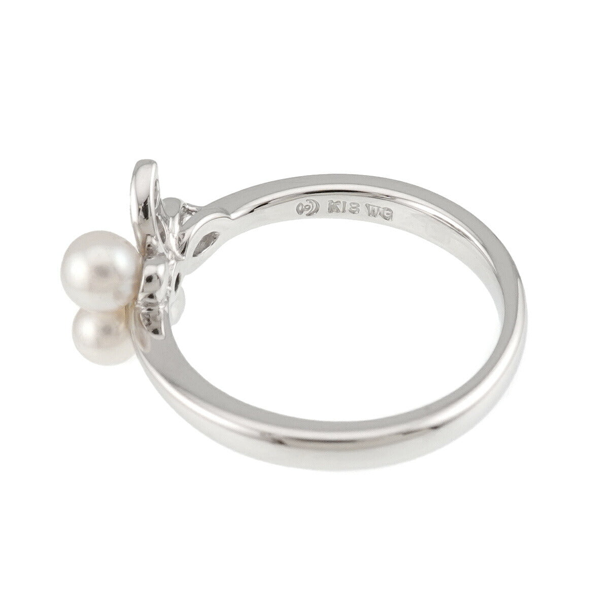 Akoya Pearl 3.9-3.3mm Diamond 0.03ct Ring 18K WG 750 5.25(US)