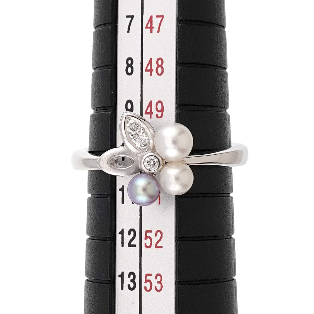 Akoya Pearl 3.9-3.3mm Diamond 0.03ct Ring 18K WG 750 5.25(US)