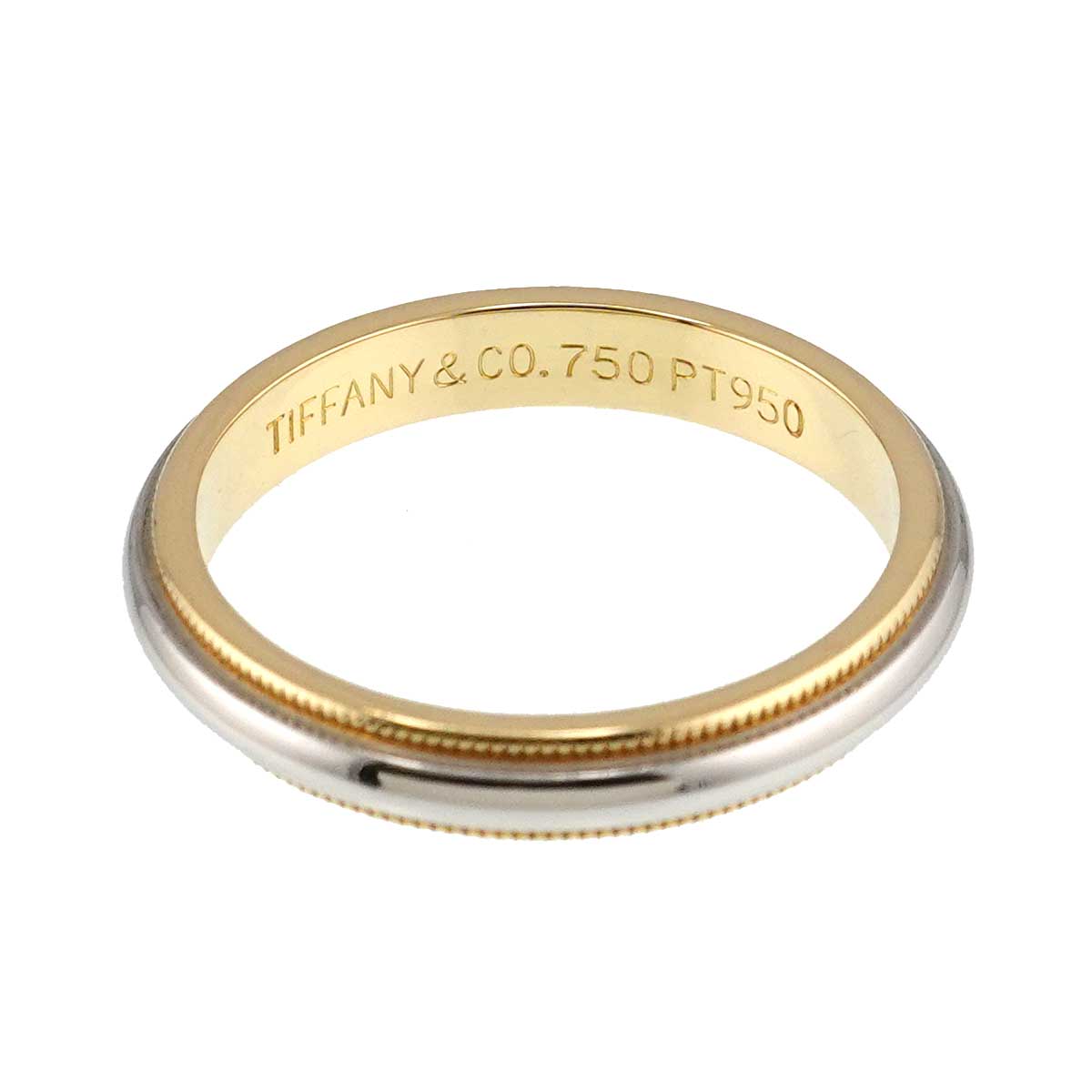 Milgrain Band Ring 18K 750 YG Platinum Size8.75(US)
