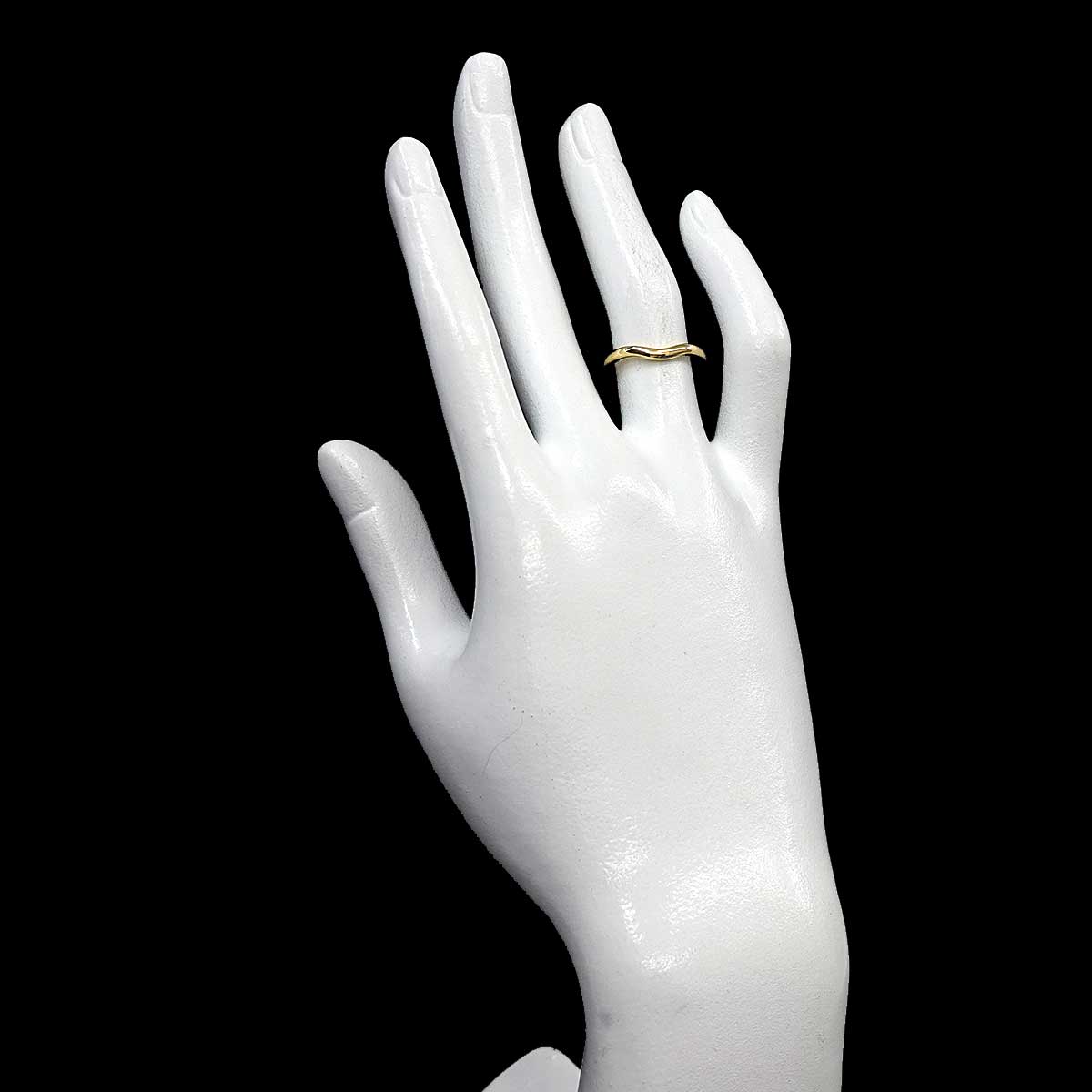 Curved Band Ring 18K Yellow Gold 750 size5.25-5.5(US)
