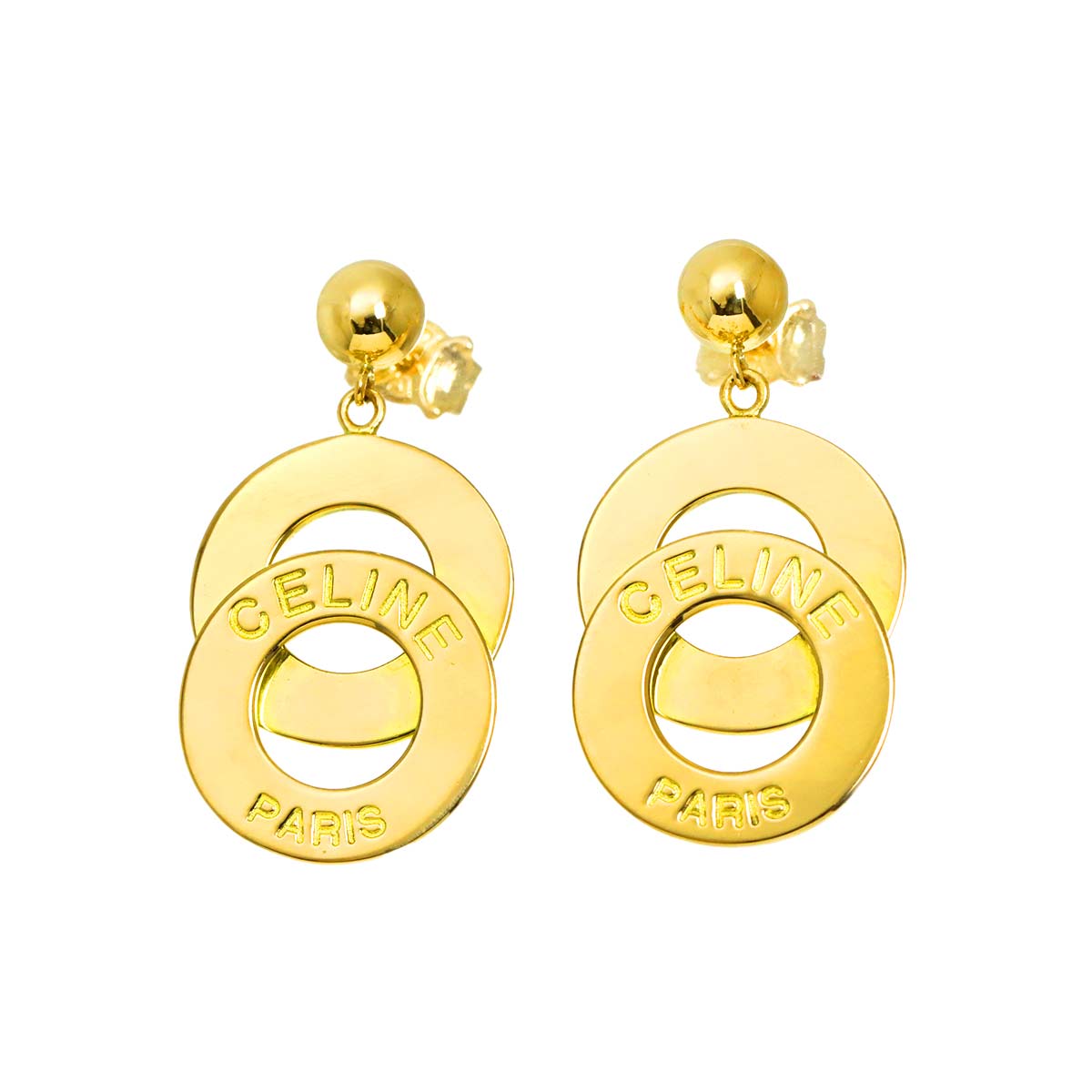 Circle Earrings Pierced 18K K18 YG 750