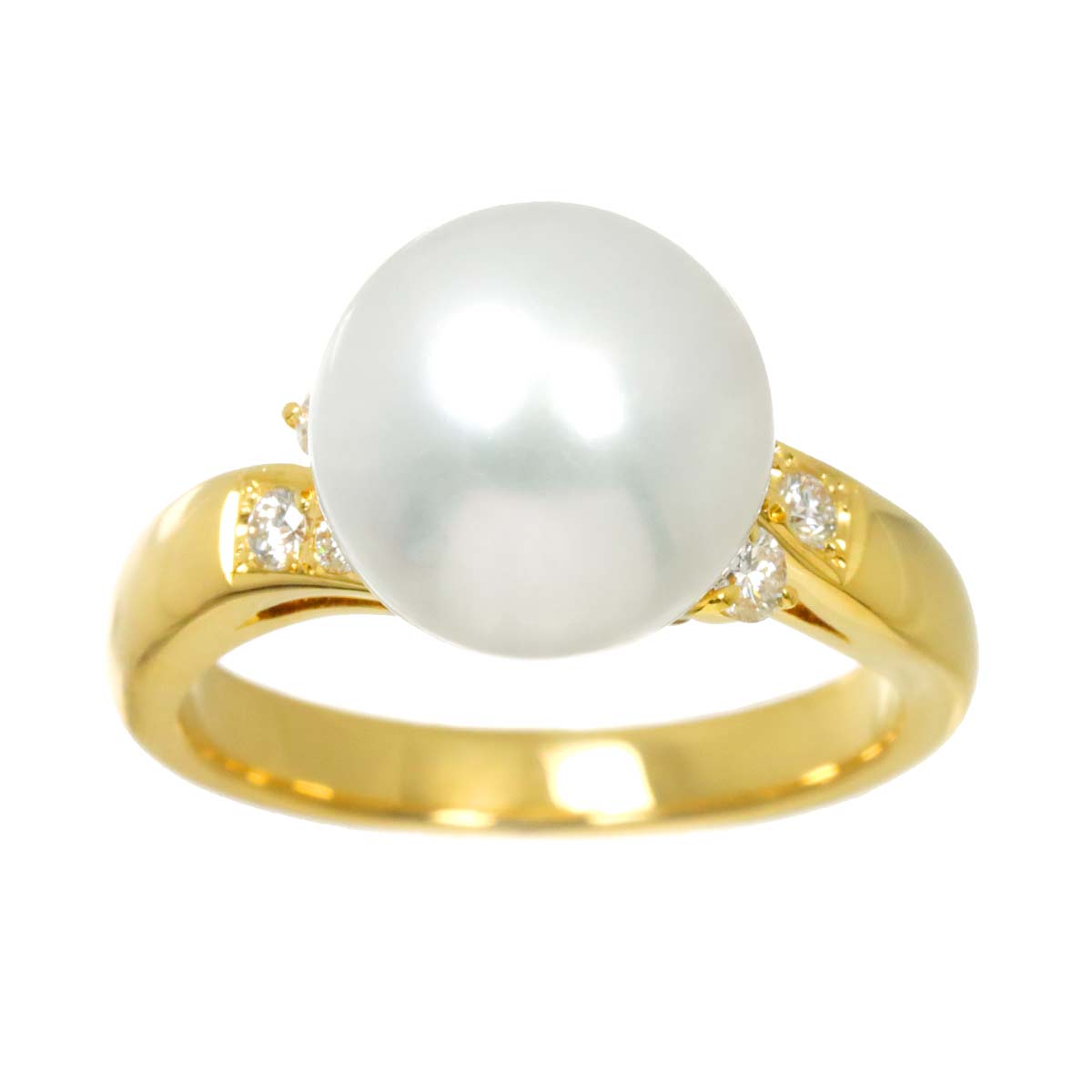 South Sea pearl Diamond 0.16ct Ring 18K YG 750 size6