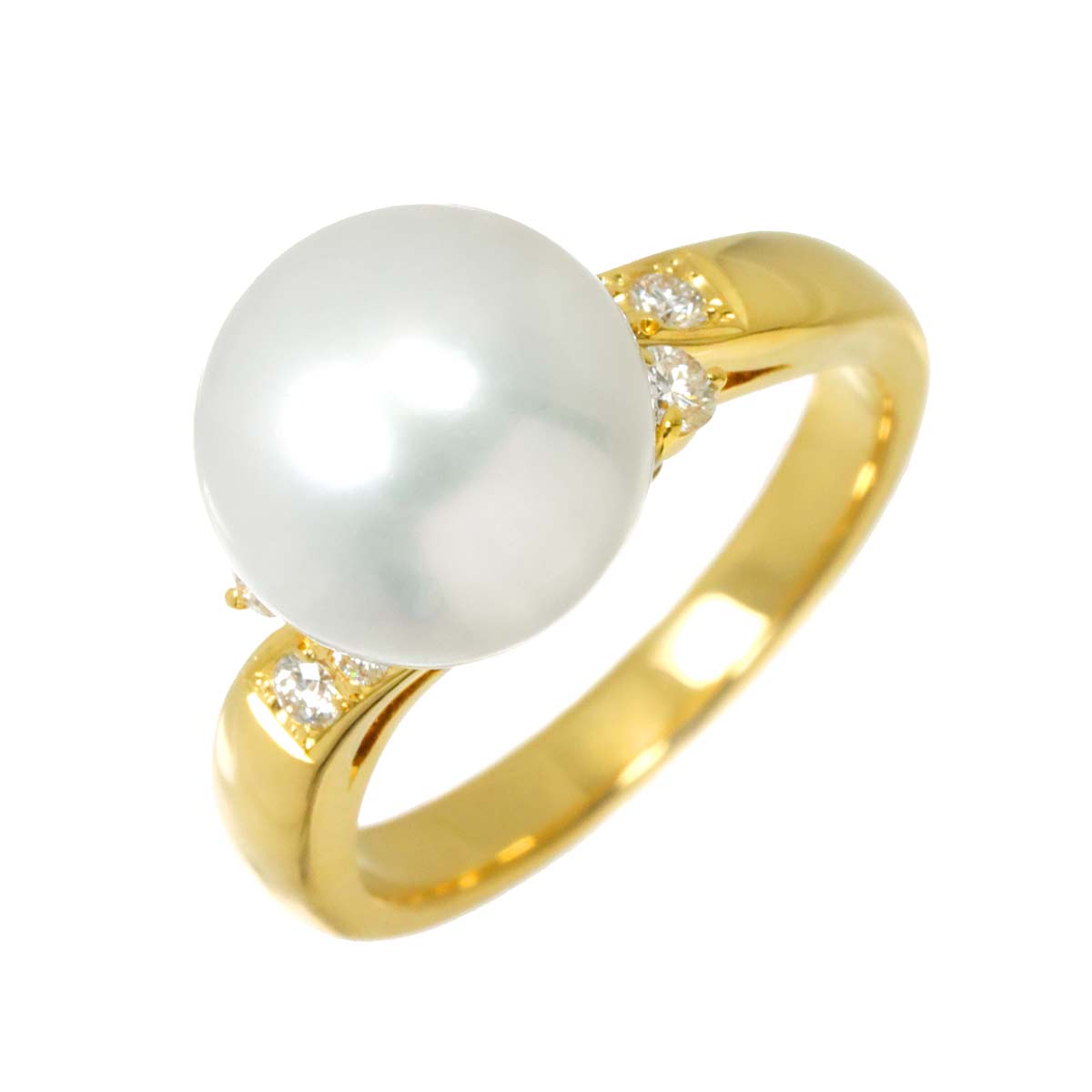 South Sea pearl Diamond 0.16ct Ring 18K YG 750 size6