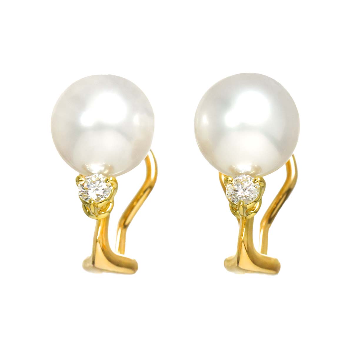 South Sea pearl Diamond 0.12ct/0.12ct Earrings 18K YG 750