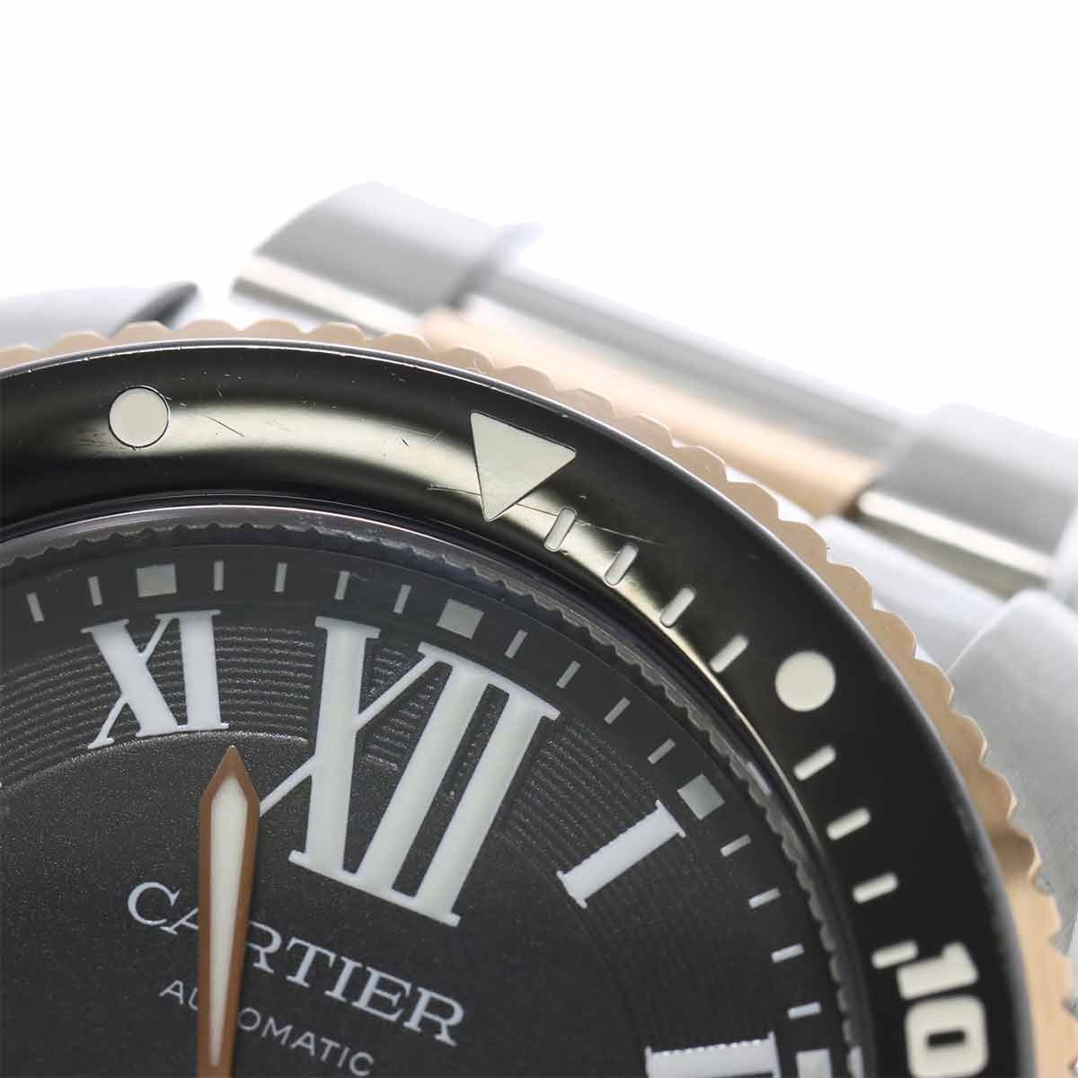 Calibre de Cartier Diver W7100054 Date 750 PG Black Dial Mens