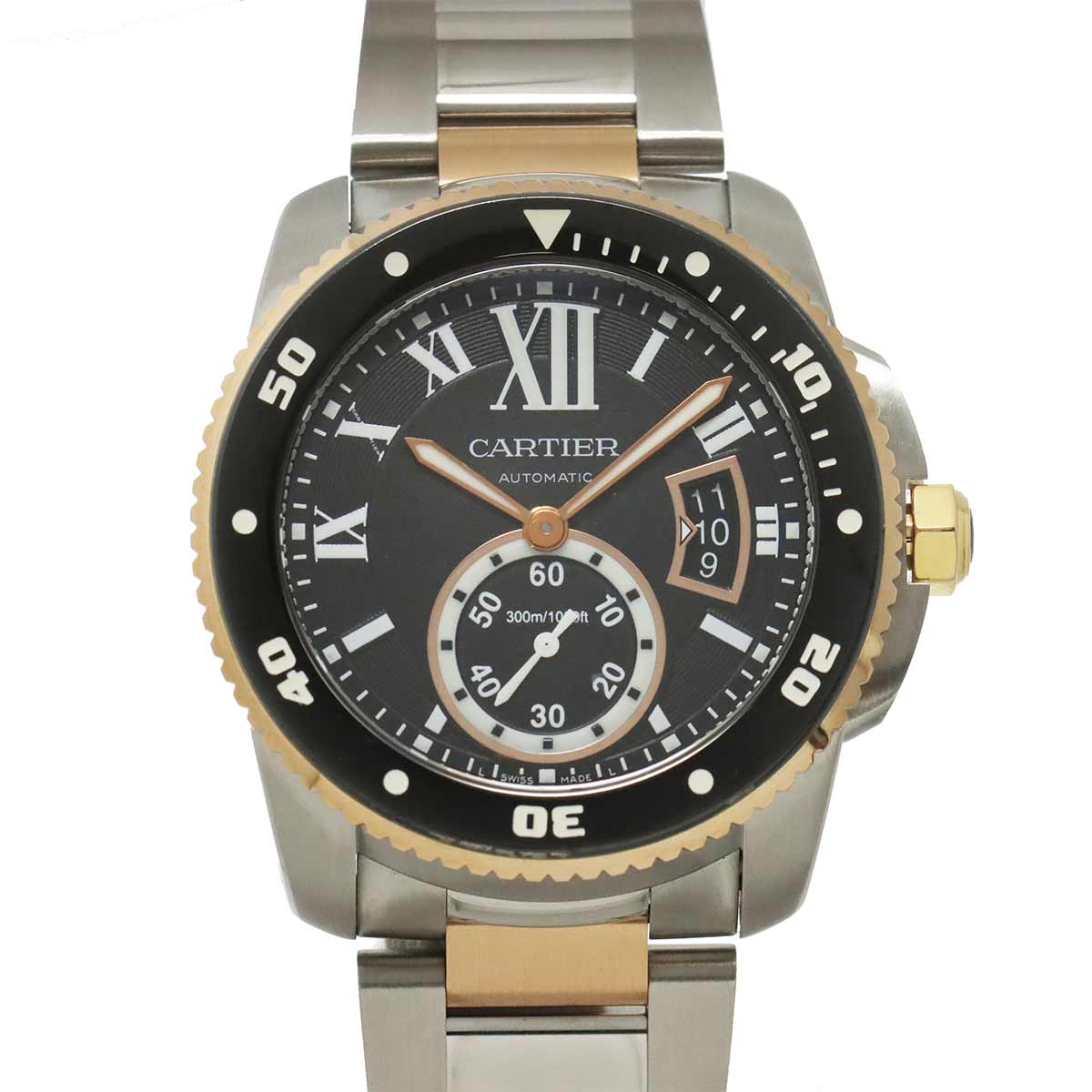 Calibre de Cartier Diver W7100054 Date 750 PG Black Dial Mens