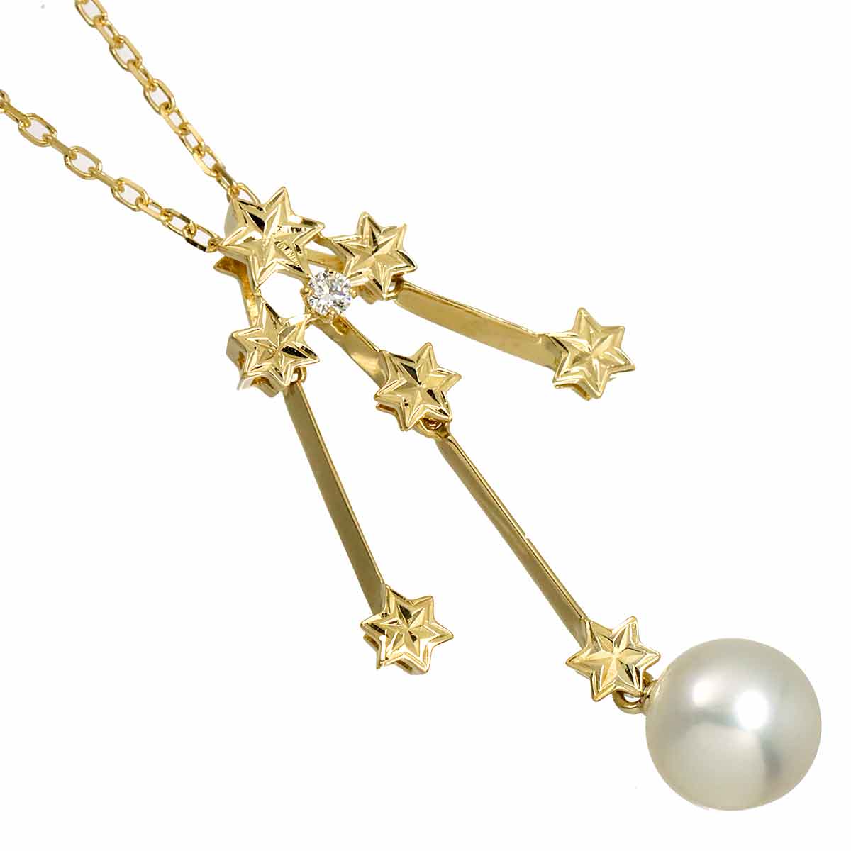 Akoya Pearl 7.8mm Diamond Necklace 18K YG 750