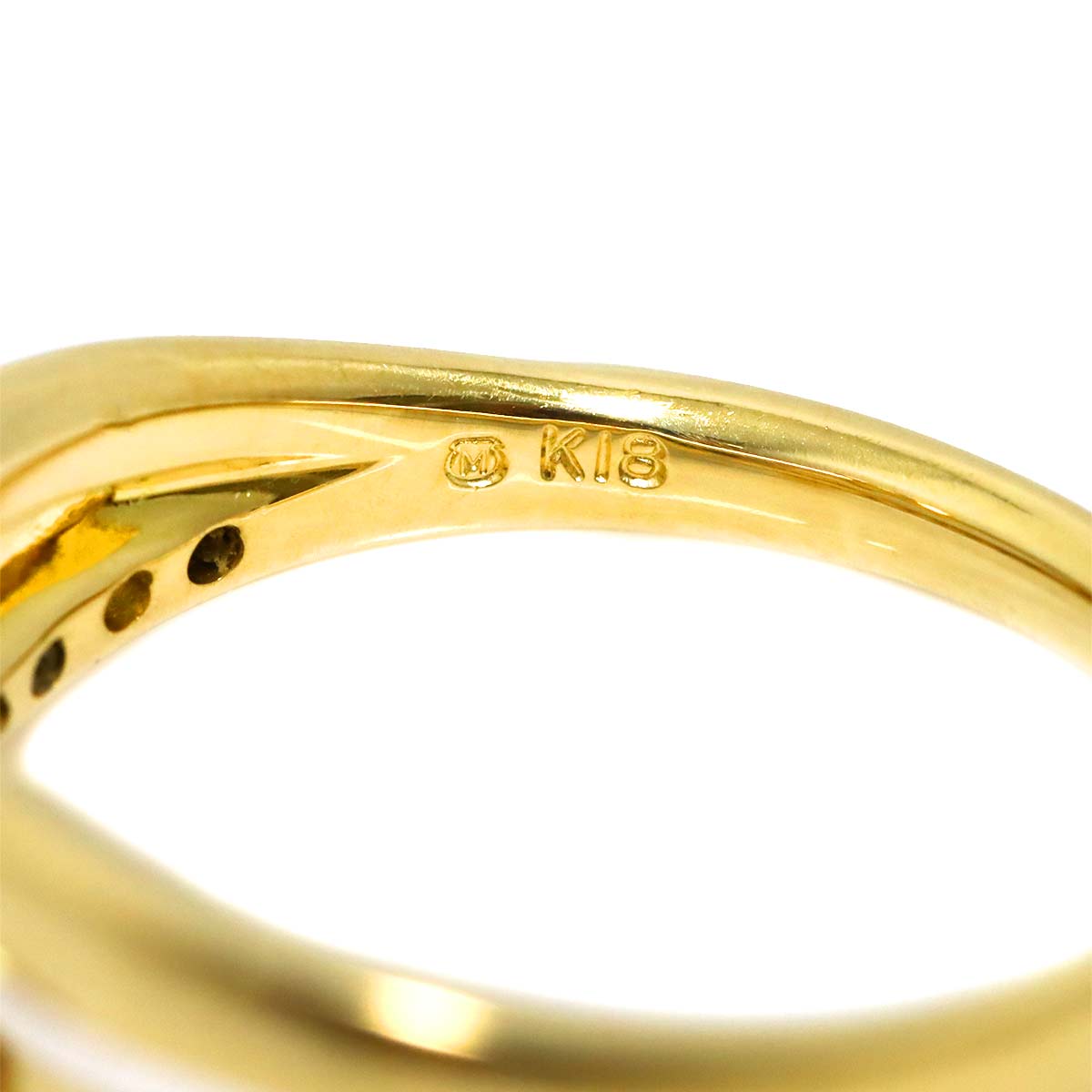 Akoya Pearl 5.5mm Diamond Ring 18K YG 750 Size5.5-5.75(US)
