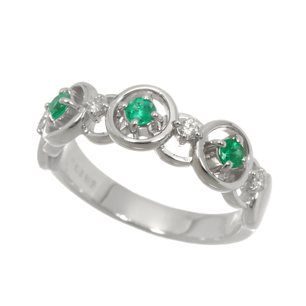 Emerald Diamond 0.06ct Ring 18K WG 750 size6.25-6.5(US)